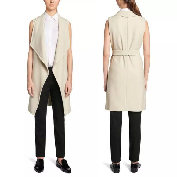 Boss Jackets & Blazers - BOSS Hugo Boss Kallmi Beige Sleeveless Tie-Waist Trench Coat